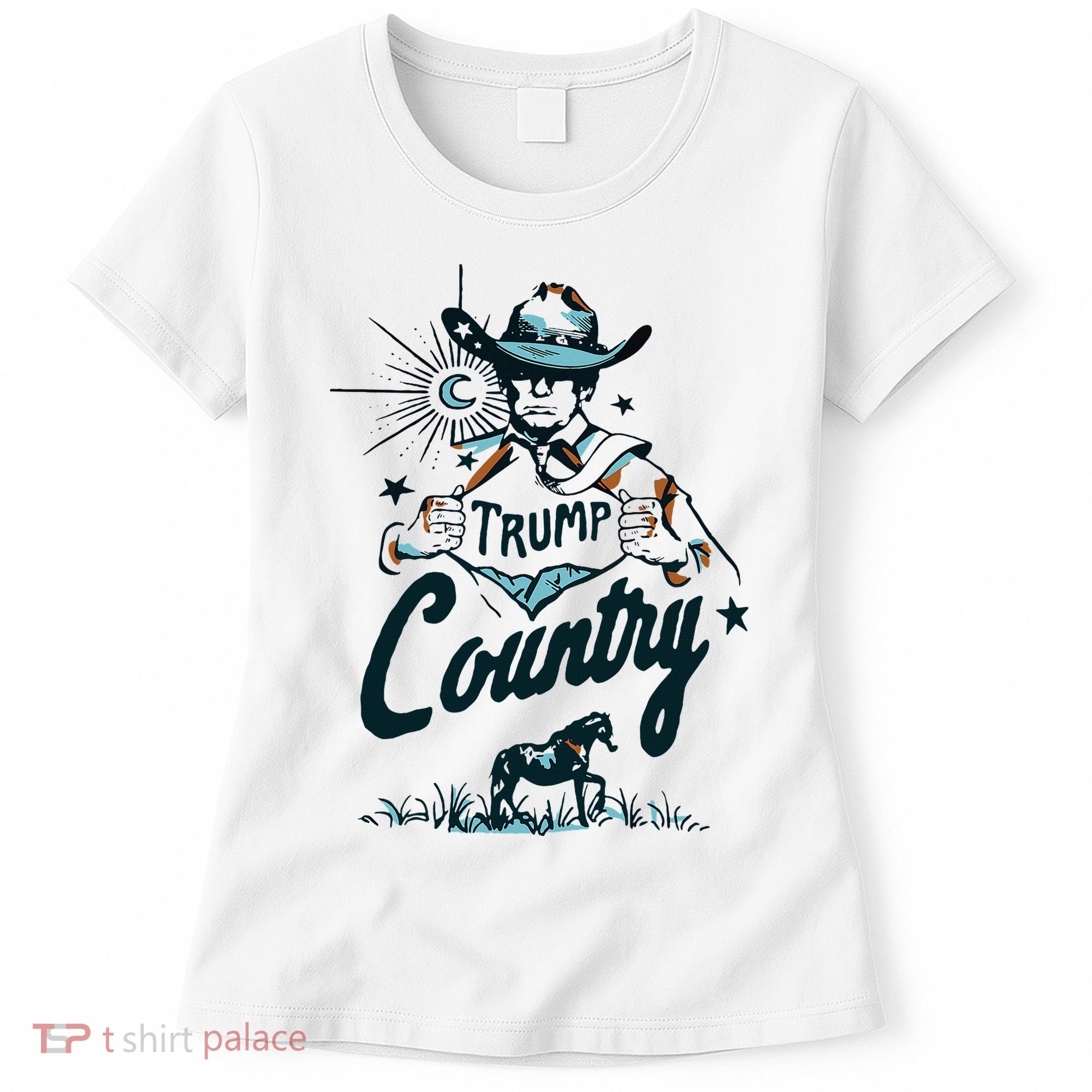 Trump Country Funny Western Trump Cowboy Horse Women's T-Shirt