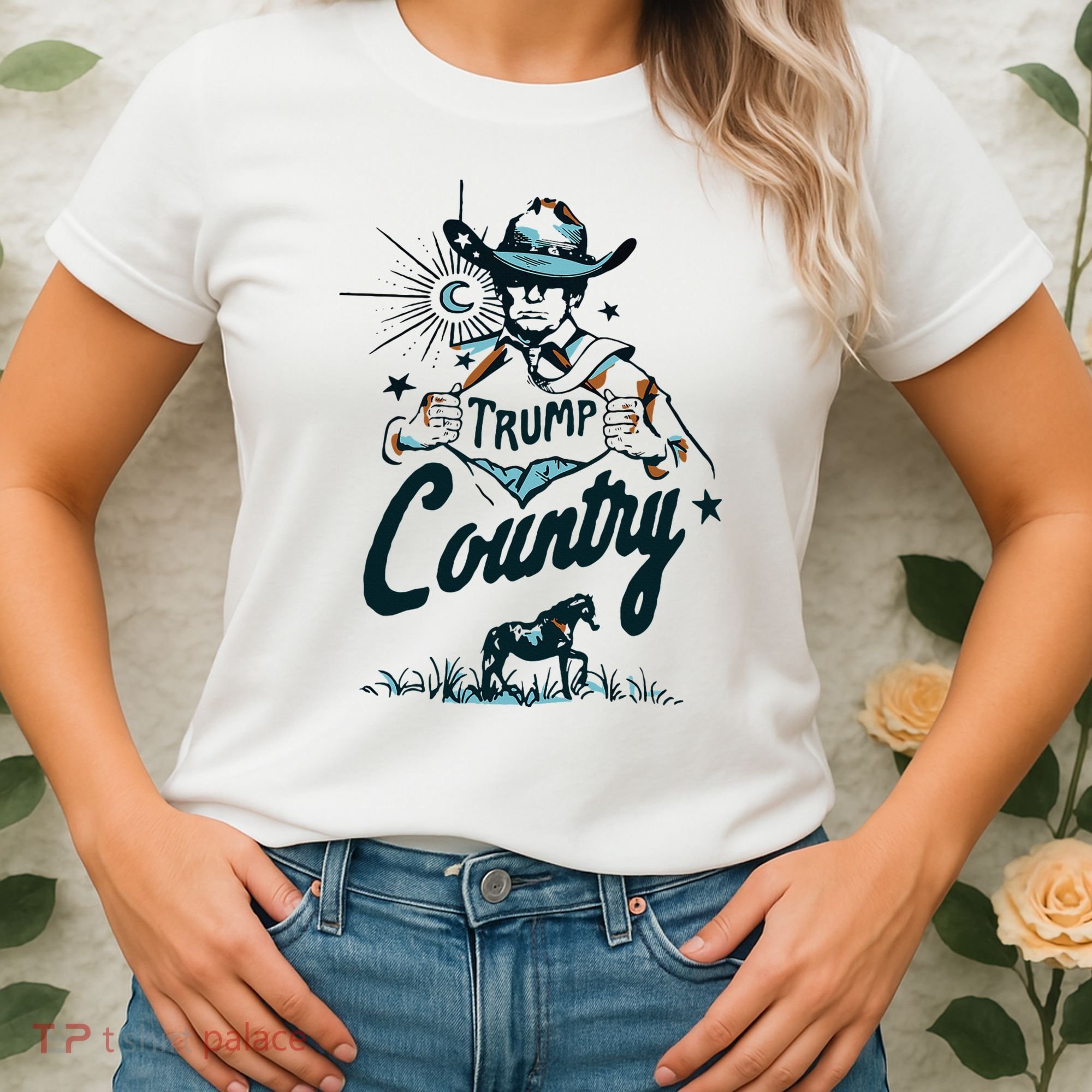 Trump Country Funny Western Trump Cowboy Horse Women's T-Shirt