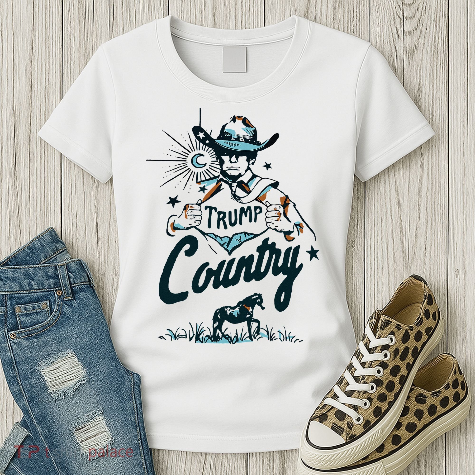 Trump Country Funny Western Trump Cowboy Horse Women's T-Shirt