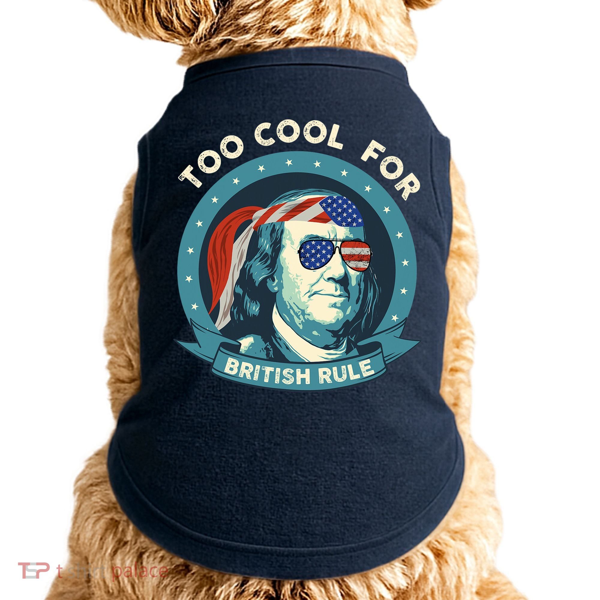 Too Cool For British Rule Ben Franklin 4th Of July Funny Doggie Tank