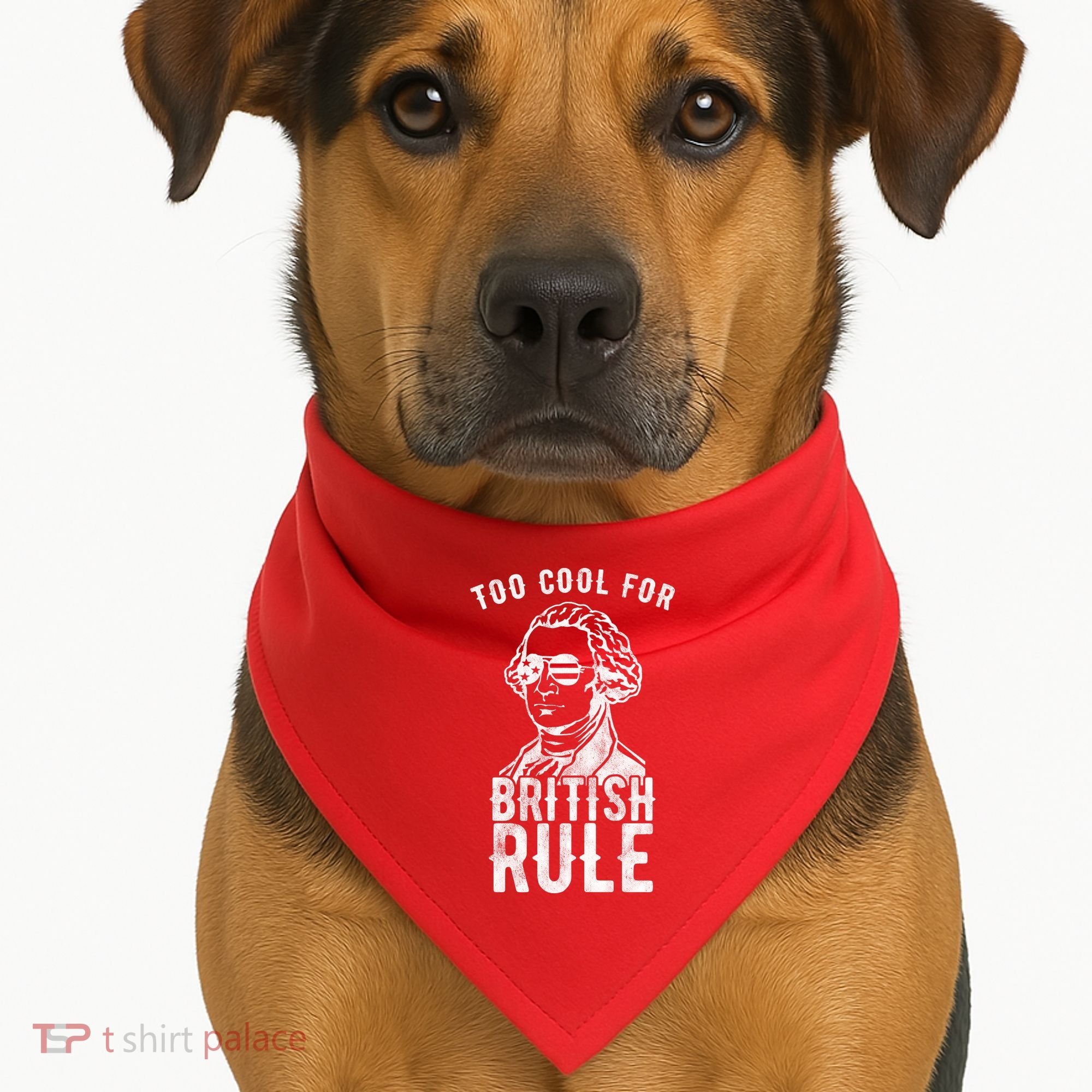 Too Cool For British Rule Usa Funny USA-Made Doggie Bandana