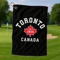 Toronto Canada Funny Gift Canadian Flag Maple Leaf Gift Golf Towel thumb 1