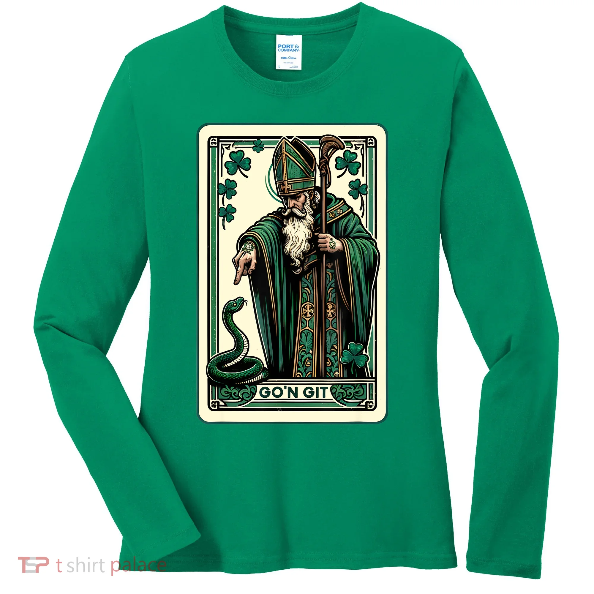 Tarot Card Funny St Patricks Day Gon Git St Patrick Women's Long Sleeve Shirt