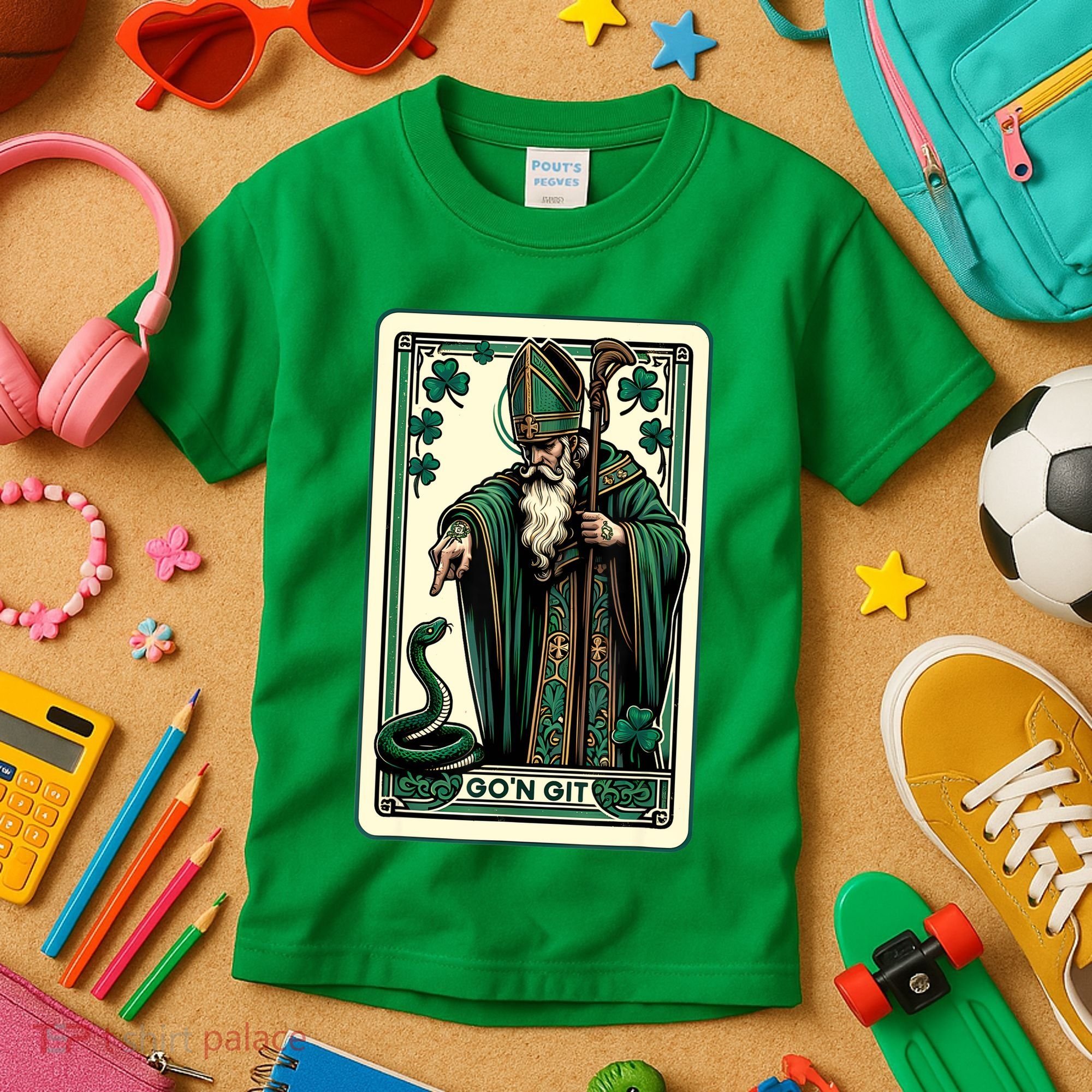Tarot Card Funny St Patricks Day Gon Git St Patrick Kids T-Shirt