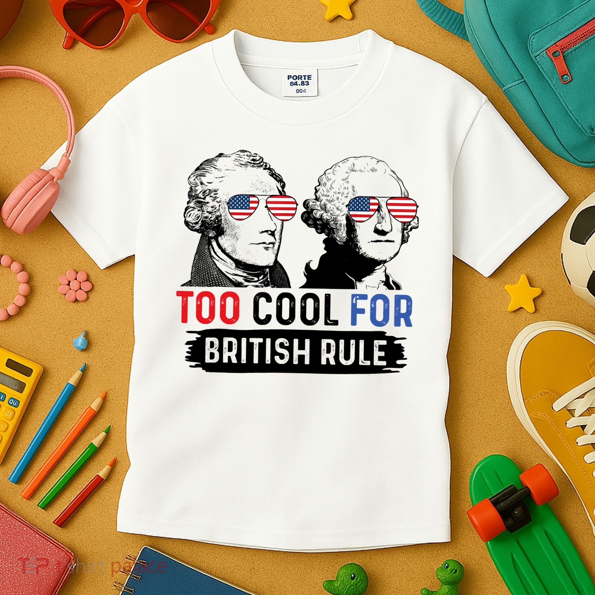 Too Cool For British Rule Hamilton Washington July 4th Kids T-Shirt