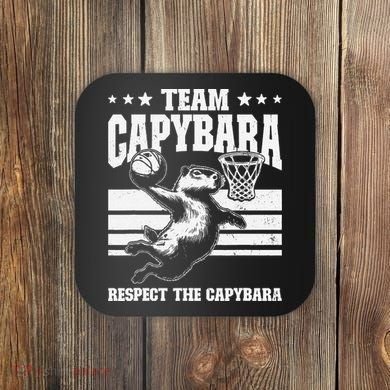 Team Capybara Funny Retro Rodent Capybara Playing Coaster