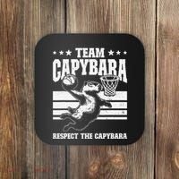 Team Capybara Funny Retro Rodent Capybara Playing Coaster thumb 0