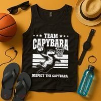 Team Capybara Funny Retro Rodent Capybara Playing Tank Top thumb 4
