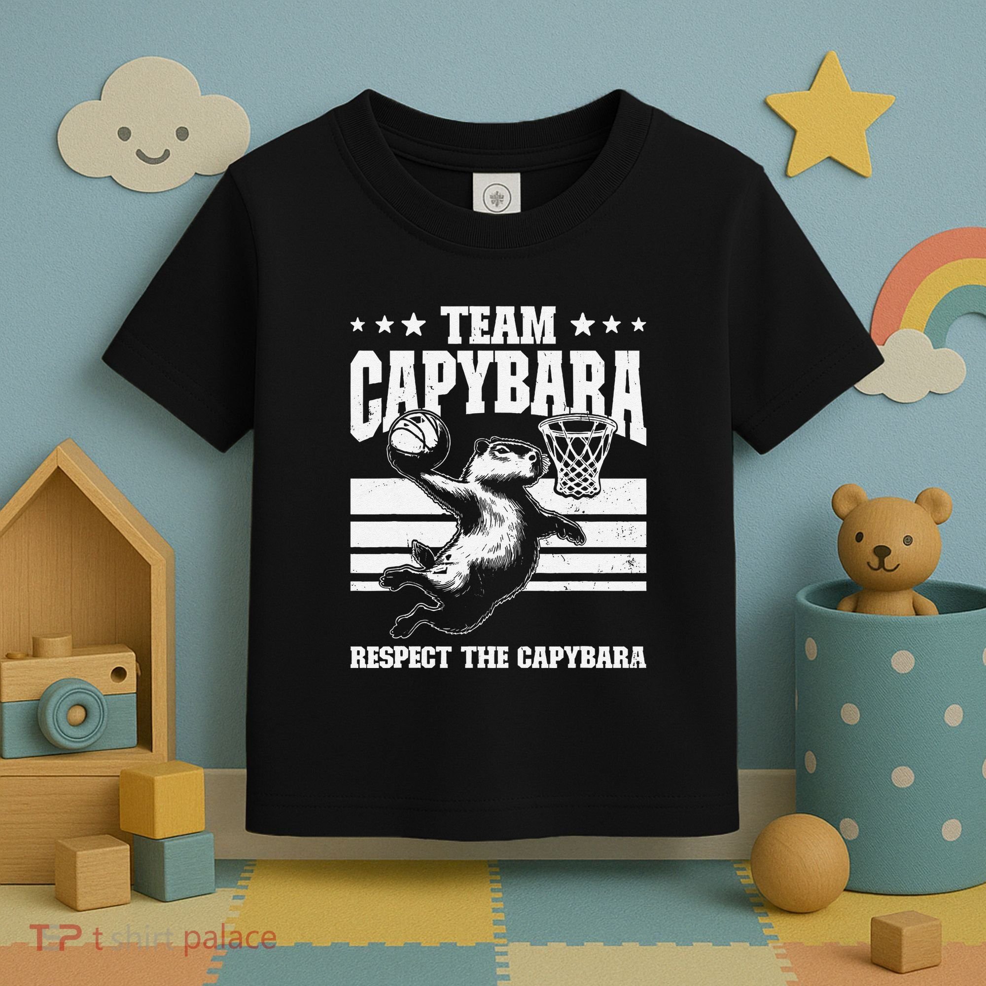Team Capybara Funny Retro Rodent Capybara Playing Toddler T-Shirt