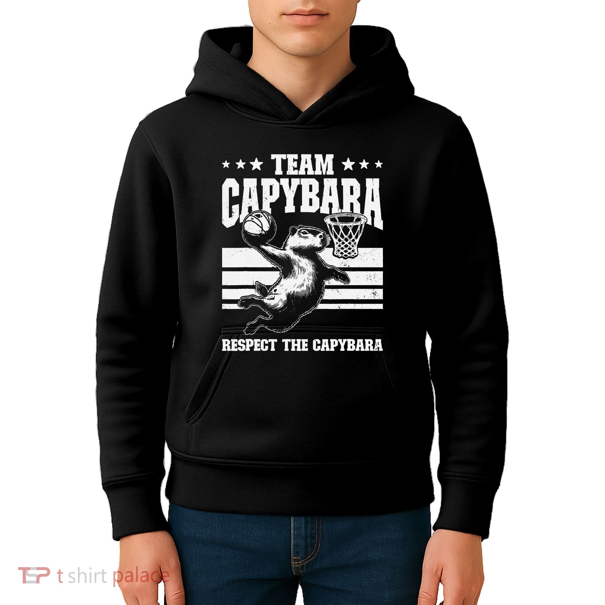 Team Capybara Funny Retro Rodent Capybara Playing Kids Hoodie