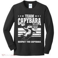 Team Capybara Funny Retro Rodent Capybara Playing Kids Long Sleeve Shirt thumb 0