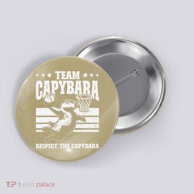Team Capybara Funny Retro Rodent Capybara Playing Button