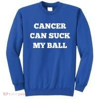 Testicular Cancer Funny Survivor Cancer Can Suck My Ball Meaningful Gift Sweatshirt thumb 0