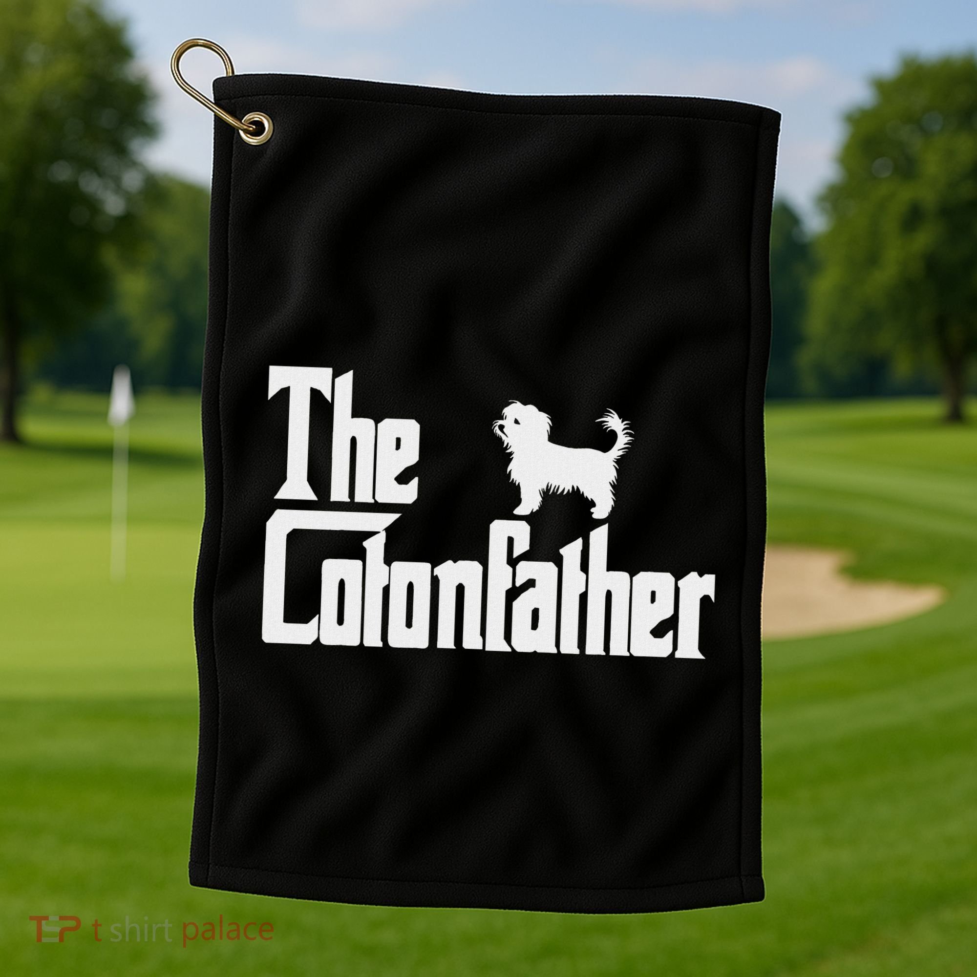 The Cotonfather Funny Coton De Tulear Dog Dad Golf Towel