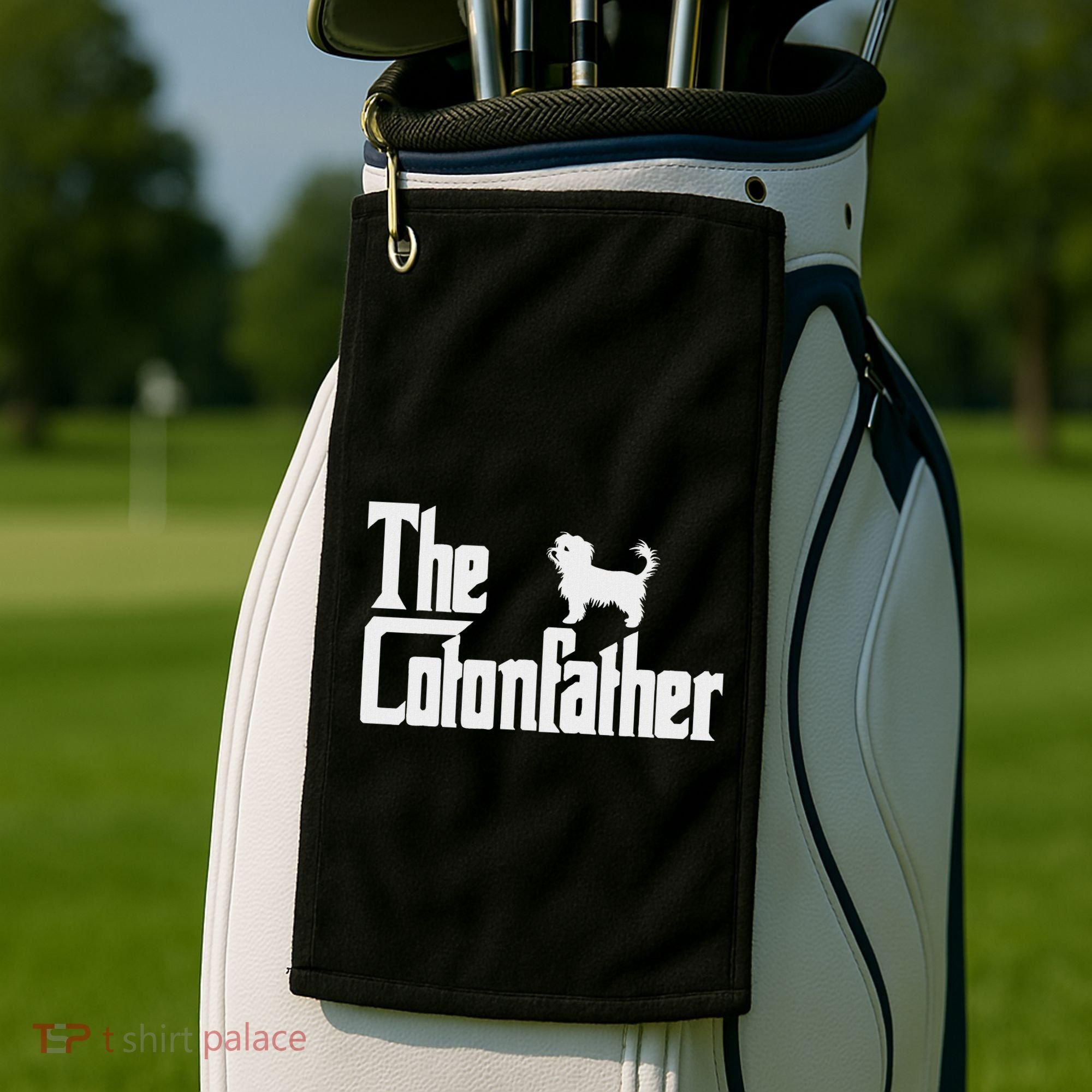 The Cotonfather Funny Coton De Tulear Dog Dad Golf Towel