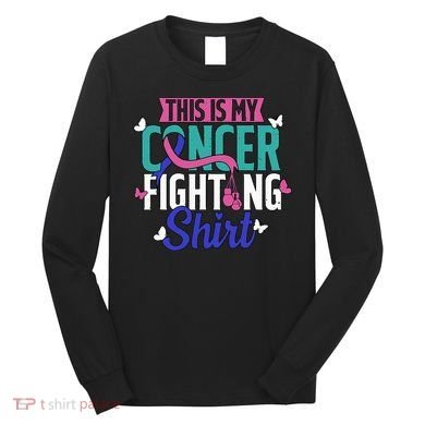 Thyroid Cancer Fighting Thyroid Ribbon Awareness Fighter Long Sleeve Shirt