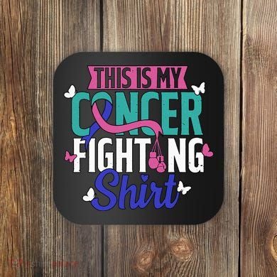Thyroid Cancer Fighting Thyroid Ribbon Awareness Fighter Coaster