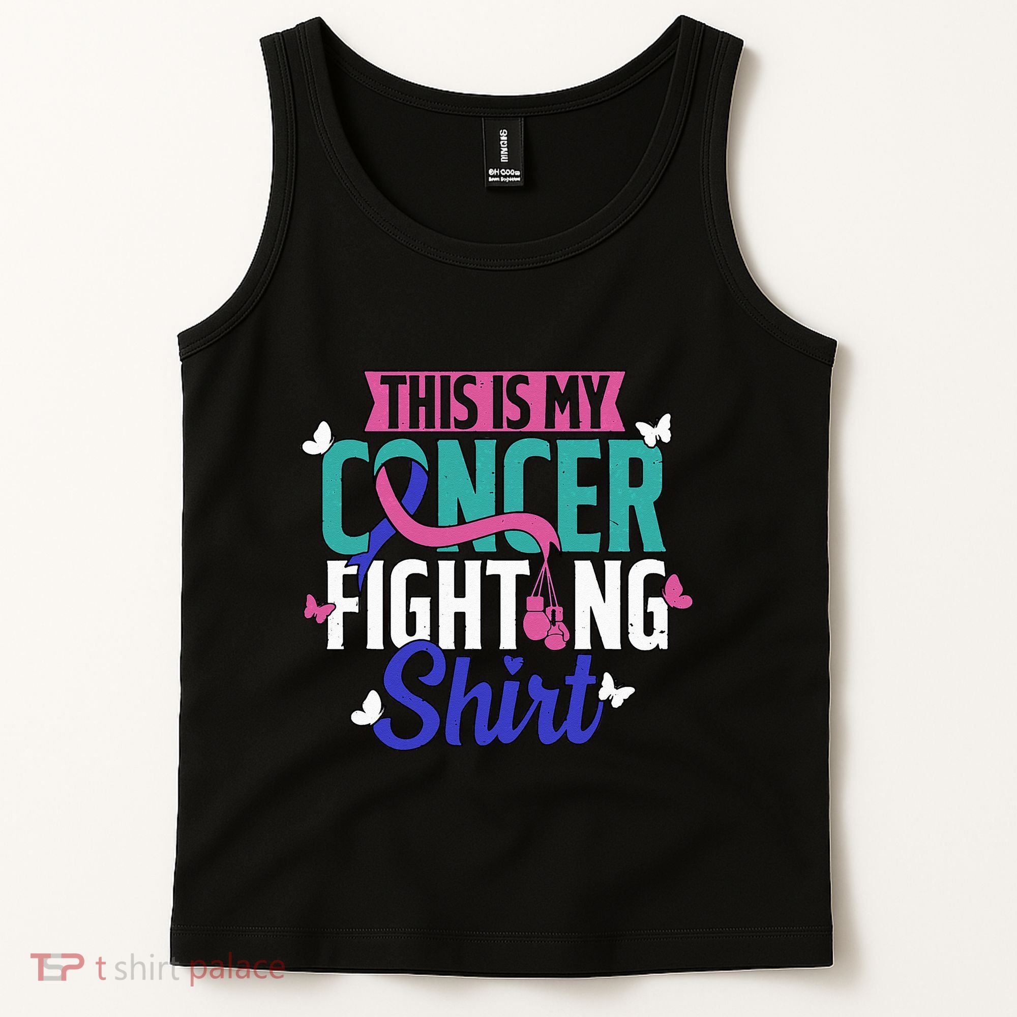 Thyroid Cancer Fighting Thyroid Ribbon Awareness Fighter Tank Top
