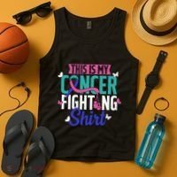 Thyroid Cancer Fighting Thyroid Ribbon Awareness Fighter Tank Top thumb 4