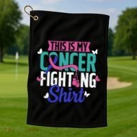 Thyroid Cancer Fighting Thyroid Ribbon Awareness Fighter Golf Towel thumb 1