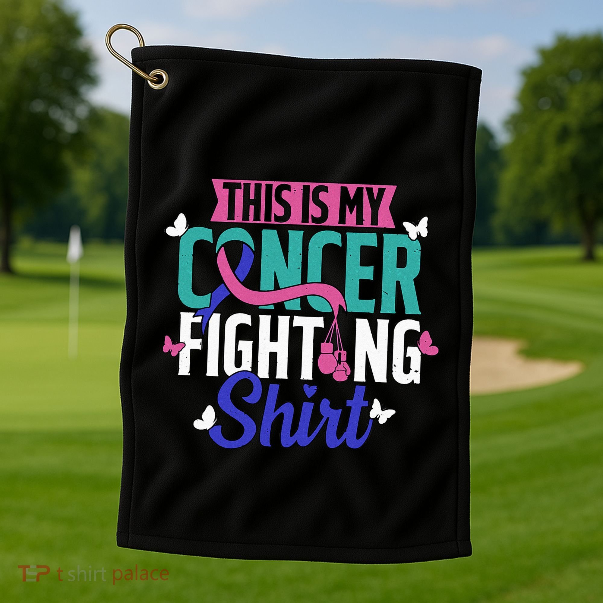 Thyroid Cancer Fighting Thyroid Ribbon Awareness Fighter Golf Towel