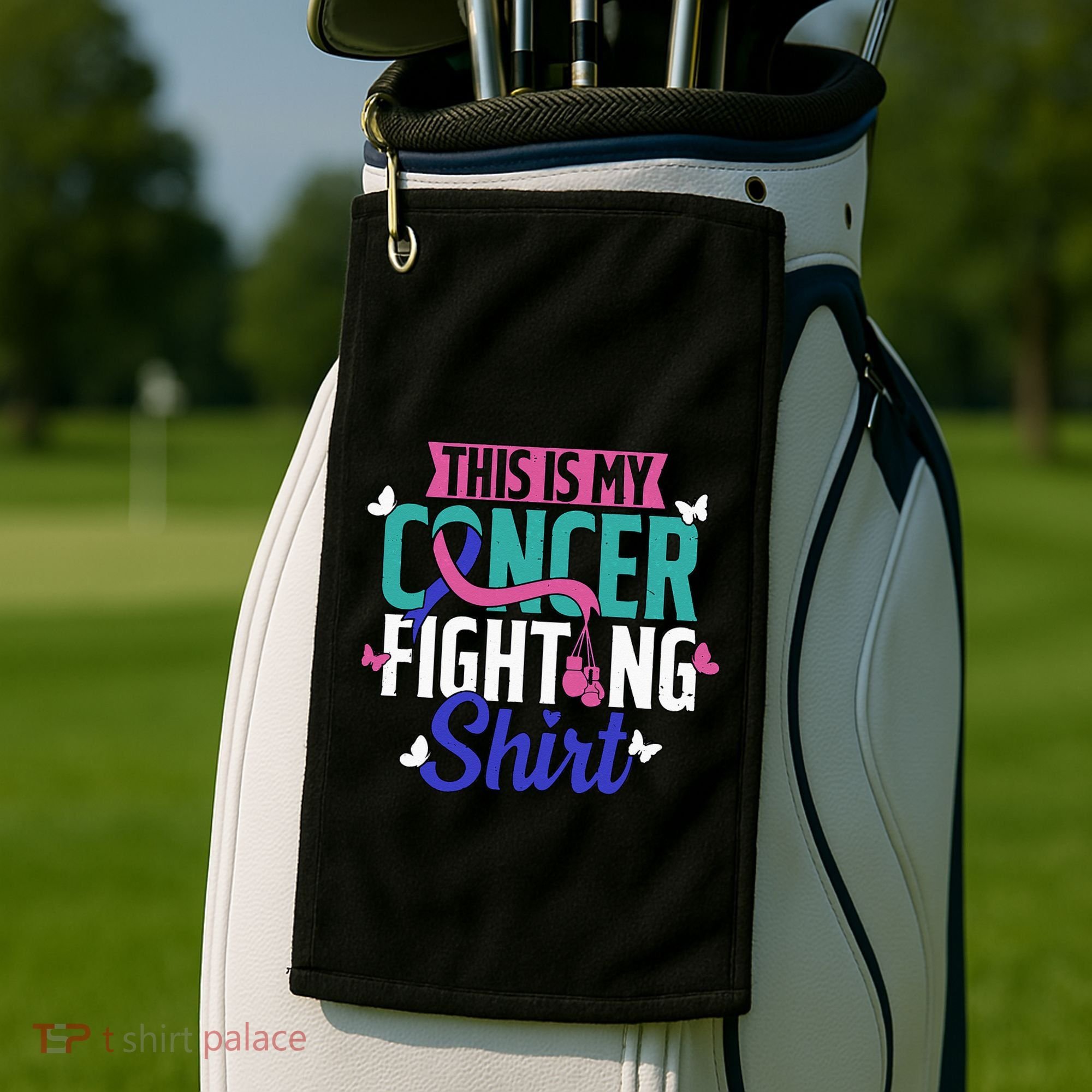 Thyroid Cancer Fighting Thyroid Ribbon Awareness Fighter Golf Towel