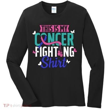Thyroid Cancer Fighting Thyroid Ribbon Awareness Fighter Women's Long Sleeve Shirt
