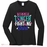 Thyroid Cancer Fighting Thyroid Ribbon Awareness Fighter Women's Long Sleeve Shirt thumb 0