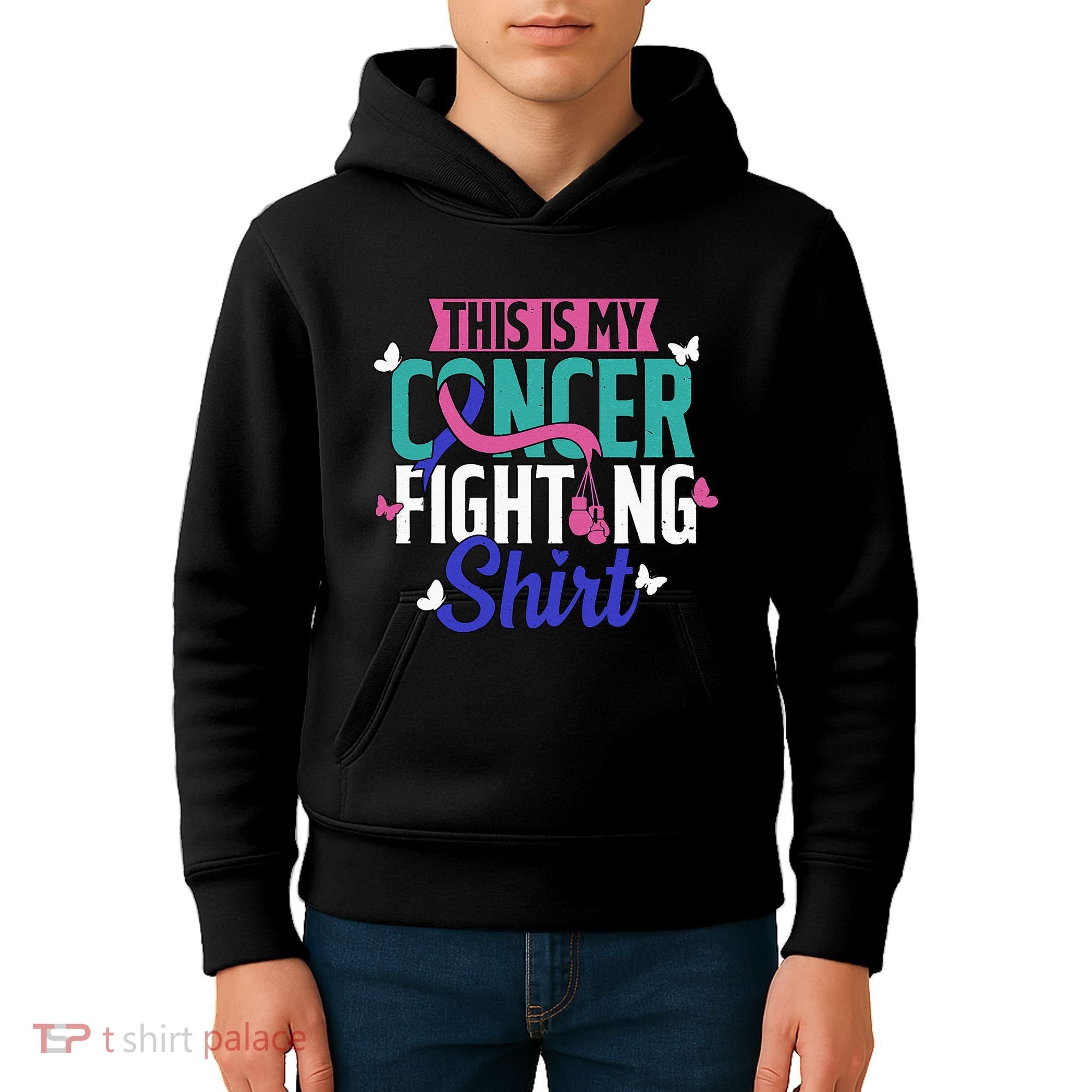 Thyroid Cancer Fighting Thyroid Ribbon Awareness Fighter Kids Hoodie