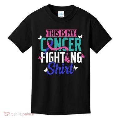 Thyroid Cancer Fighting Thyroid Ribbon Awareness Fighter Kids T-Shirt
