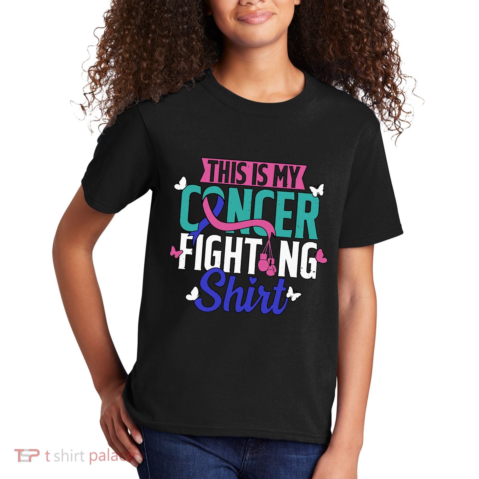 Thyroid Cancer Fighting Thyroid Ribbon Awareness Fighter Kids T-Shirt