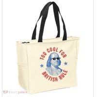Too Cool For British Rule Funny Ben Benjamin Franklin 4th Of July Tote Bag thumb 2