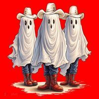 Three Cowboy Ghosts Santa Hat thumb 1