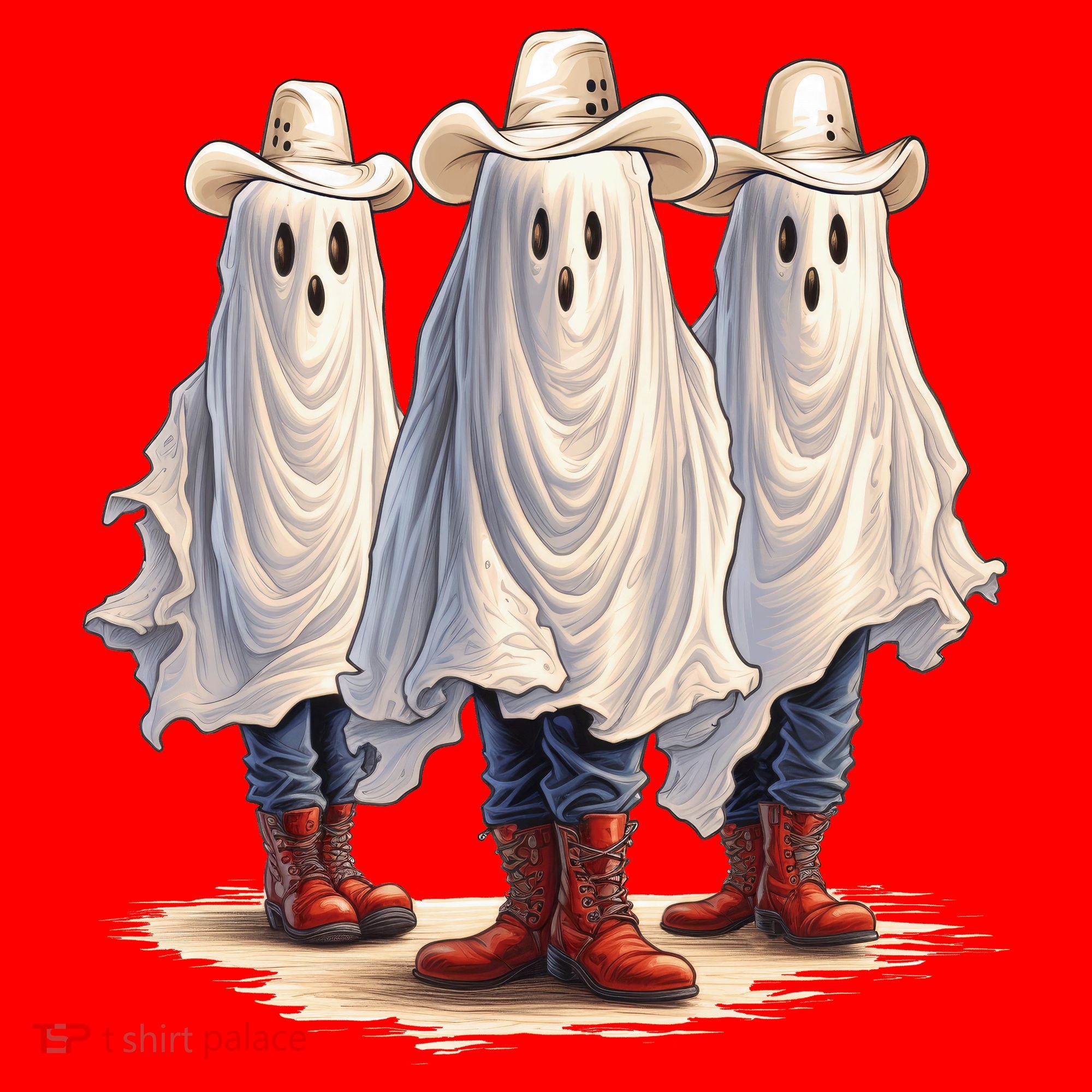 Three Cowboy Ghosts Santa Hat