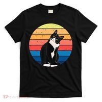 Tuxedo Cat Gift Retro Colors For Animal Lovers TShirt T-Shirt thumb 0
