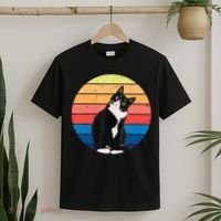 Tuxedo Cat Gift Retro Colors For Animal Lovers TShirt T-Shirt thumb 2