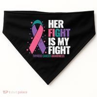 Thyroid Cancer Her Fight My Fight Thyroid Cancer Awareness USA-Made Doggie Bandana thumb 0