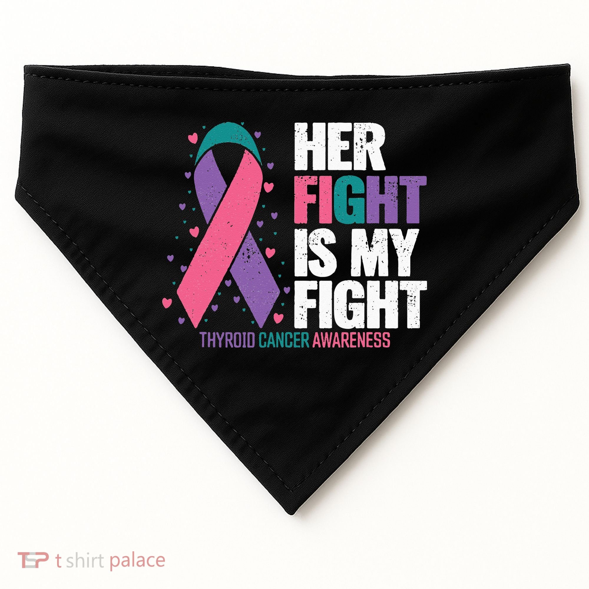 Thyroid Cancer Her Fight My Fight Thyroid Cancer Awareness USA-Made Doggie Bandana