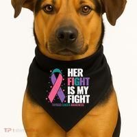 Thyroid Cancer Her Fight My Fight Thyroid Cancer Awareness USA-Made Doggie Bandana thumb 1