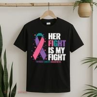 Thyroid Cancer Her Fight My Fight Thyroid Cancer Awareness T-Shirt thumb 2