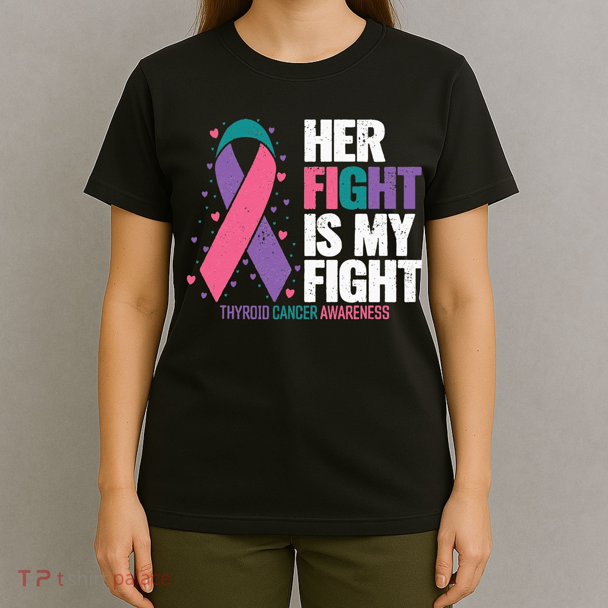 Thyroid Cancer Her Fight My Fight Thyroid Cancer Awareness T-Shirt