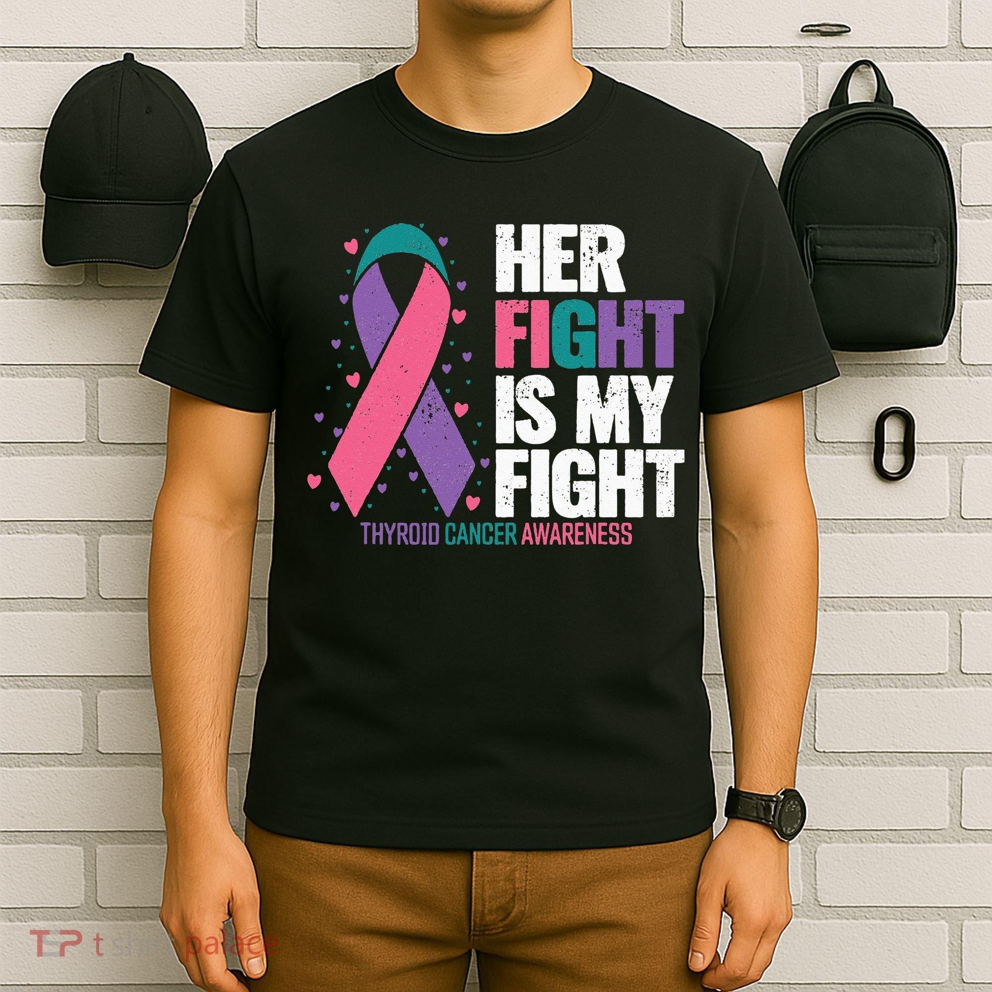 Thyroid Cancer Her Fight My Fight Thyroid Cancer Awareness T-Shirt