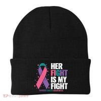 Thyroid Cancer Her Fight My Fight Thyroid Cancer Awareness Beanie thumb 0