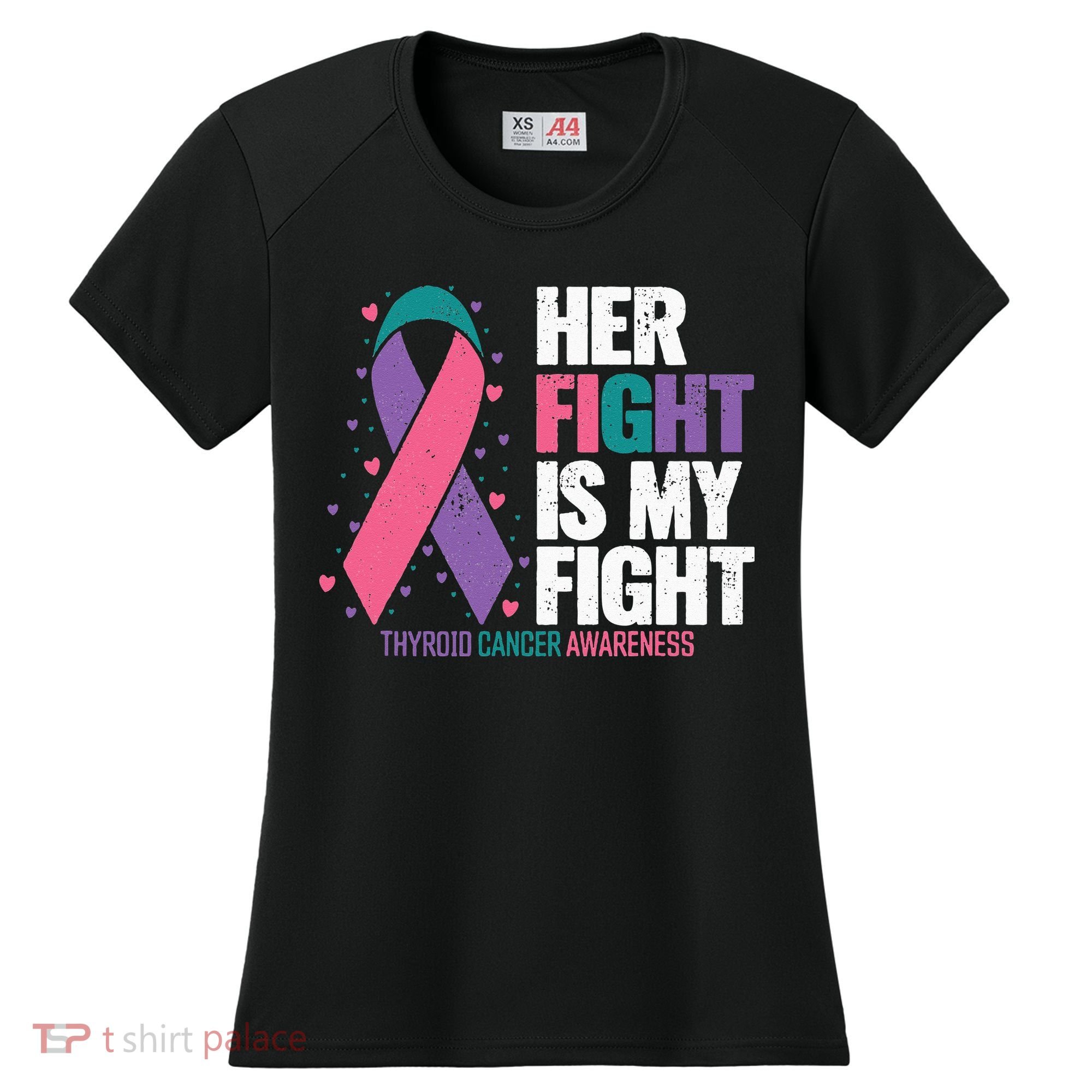 Thyroid Cancer Her Fight My Fight Thyroid Cancer Awareness Women's Cooling Performance Crew T-Shirt