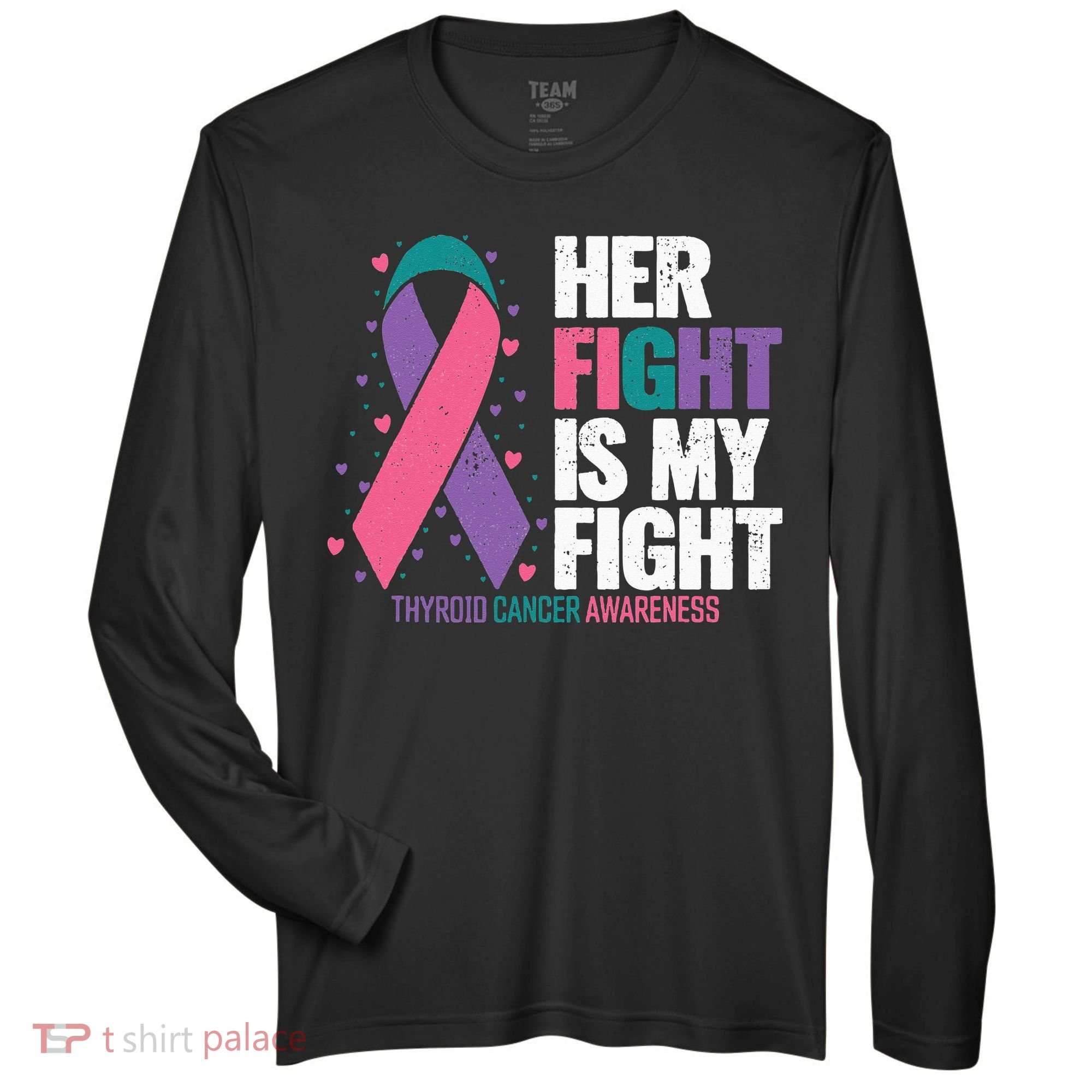 Thyroid Cancer Her Fight My Fight Thyroid Cancer Awareness Zone Performance Long-Sleeve T-Shirt