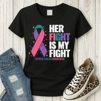 Thyroid Cancer Her Fight My Fight Thyroid Cancer Awareness Women's T-Shirt thumb 3
