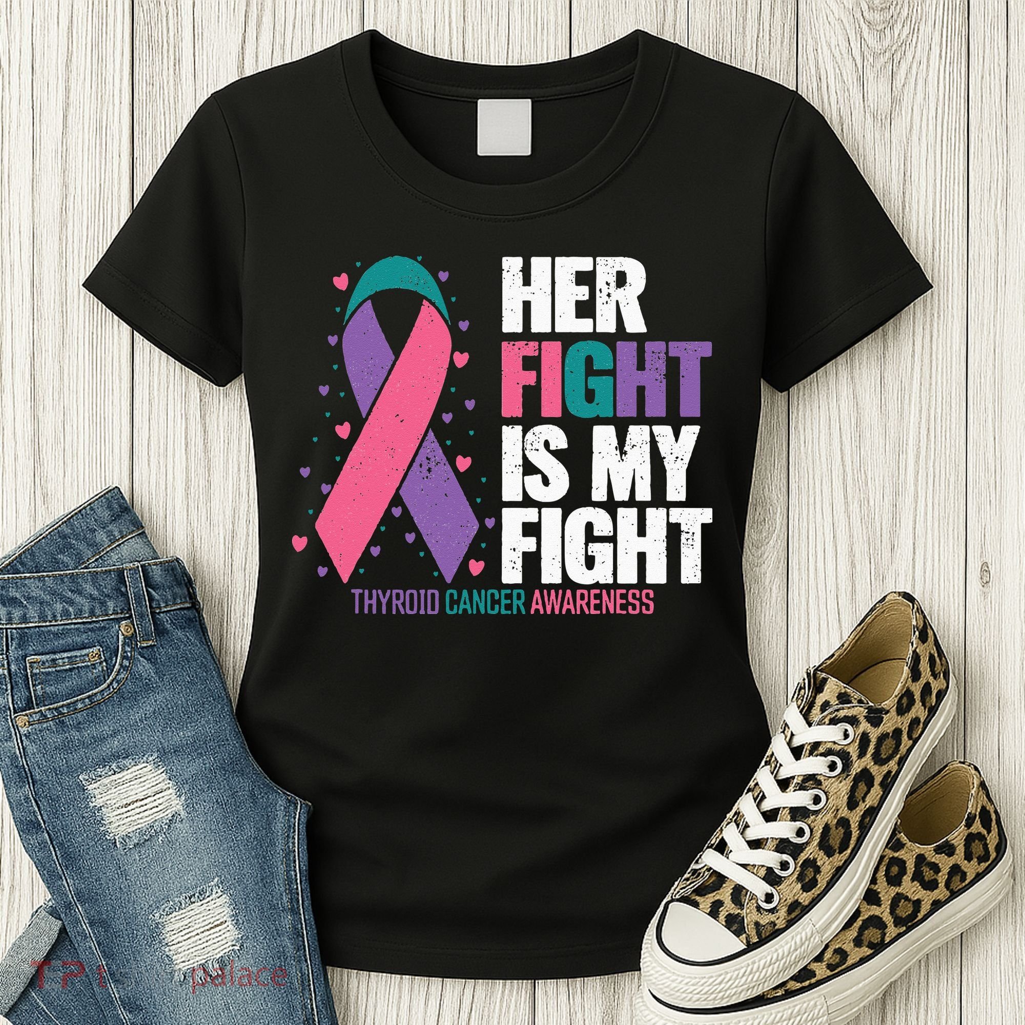 Thyroid Cancer Her Fight My Fight Thyroid Cancer Awareness Women's T-Shirt