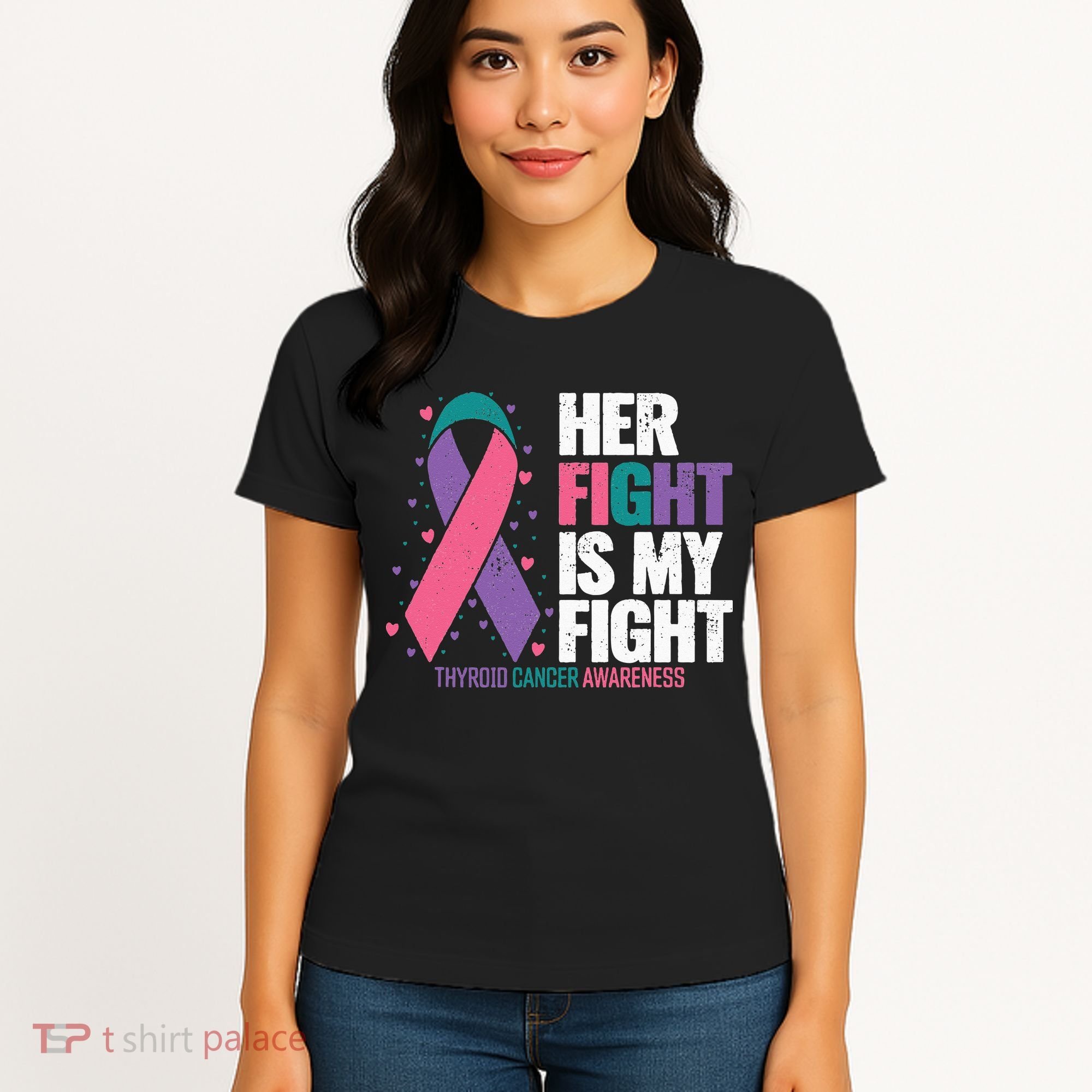 Thyroid Cancer Her Fight My Fight Thyroid Cancer Awareness Women's T-Shirt