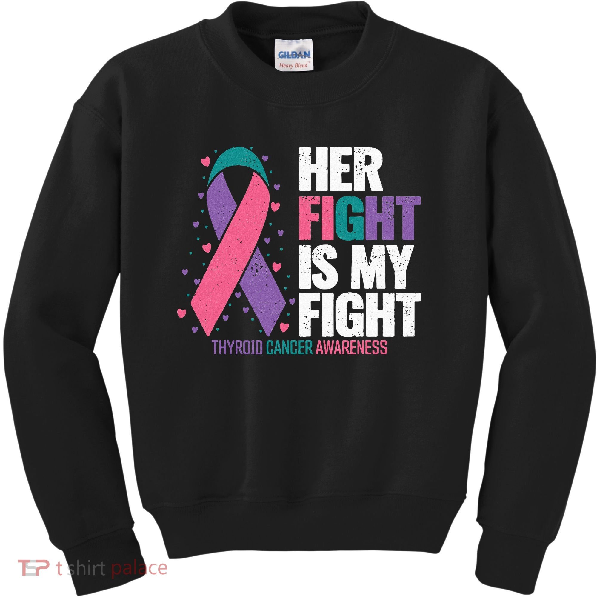 Thyroid Cancer Her Fight My Fight Thyroid Cancer Awareness Kids Sweatshirt