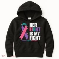 Thyroid Cancer Her Fight My Fight Thyroid Cancer Awareness Kids Hoodie thumb 0